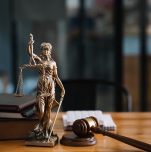 A gavel on a table